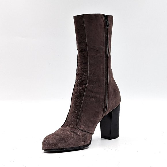 Enrico Antinori Women Smooth Grey Suede Dressy Mid Calf Round Boots Sz 7US EUR37 - Picture 9 of 12